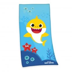Velours-Badetuch BABY SHARK - 75x150 cm - Buntes Kinderhandtuch für Spaß im Badezimmer