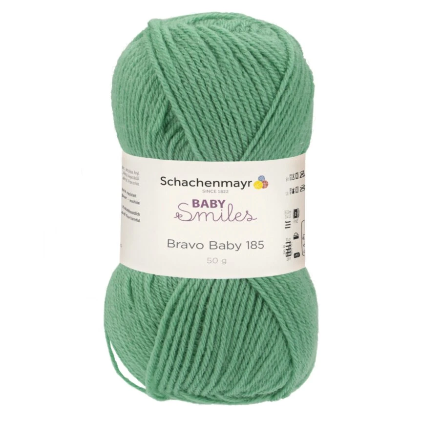 Handstrickgarn BABY SMILES BRAVO - Salbei - 50g | Weiches Häkelgarn & Strickgarn | Ideal für Babyartikel 3 Handstrickgarn BABY SMILES BRAVO - Salbei - 50g | Weiches Häkelgarn & Strickgarn | Ideal für Babyartikel