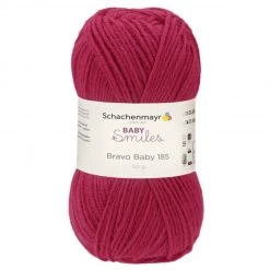 Handstrickgarn BABY SMILES BRAVO - Himbeere - 50g | Hochwertiges Garn für Babykleidung | Häkeln & Stricken