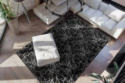 Teppich BIJOU 200 - schwarz-silber - 80x150 cm | Hochwertiger Shaggyteppich für Wohnzimmer & Schlafzimmer -Heimtextilien Verkäufe 9004706200 04 1600Wx1600H
