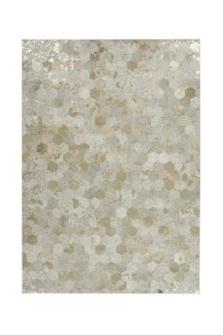 Lederteppich DAZZLE 200 - Elfenbein-Gold - 80x150 cm - Hochwertiger Lederteppich für stilvolles Wohnen