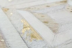 Lederteppich DAZZLE 400 - Elfenbein-Gold - 80x150 cm - Hochwertiger Ledervorleger für stilvolles Wohnen -Heimtextilien Verkäufe 9004709500 03 1600Wx1600H