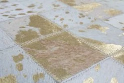 Lederteppich ECLIPSE 200 - Elfenbein-Gold - 80x150 cm - Hochwertiger Lederteppich -Heimtextilien Verkäufe 9004710700 03 1600Wx1600H