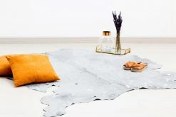 Lederteppich FLY 100 - grau-silber - 1,35-1,65m² - Hochwertiger Lederteppich für stilvolles Wohnen -Heimtextilien Verkäufe 9004712300 04 1600Wx1600H