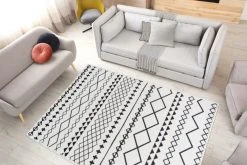 Teppich MAYA 400 - Weiß-Schwarz - 80x150 cm | Kurzflorteppich für moderne Räume -Heimtextilien Verkäufe 9004715600 04 1600Wx1600H