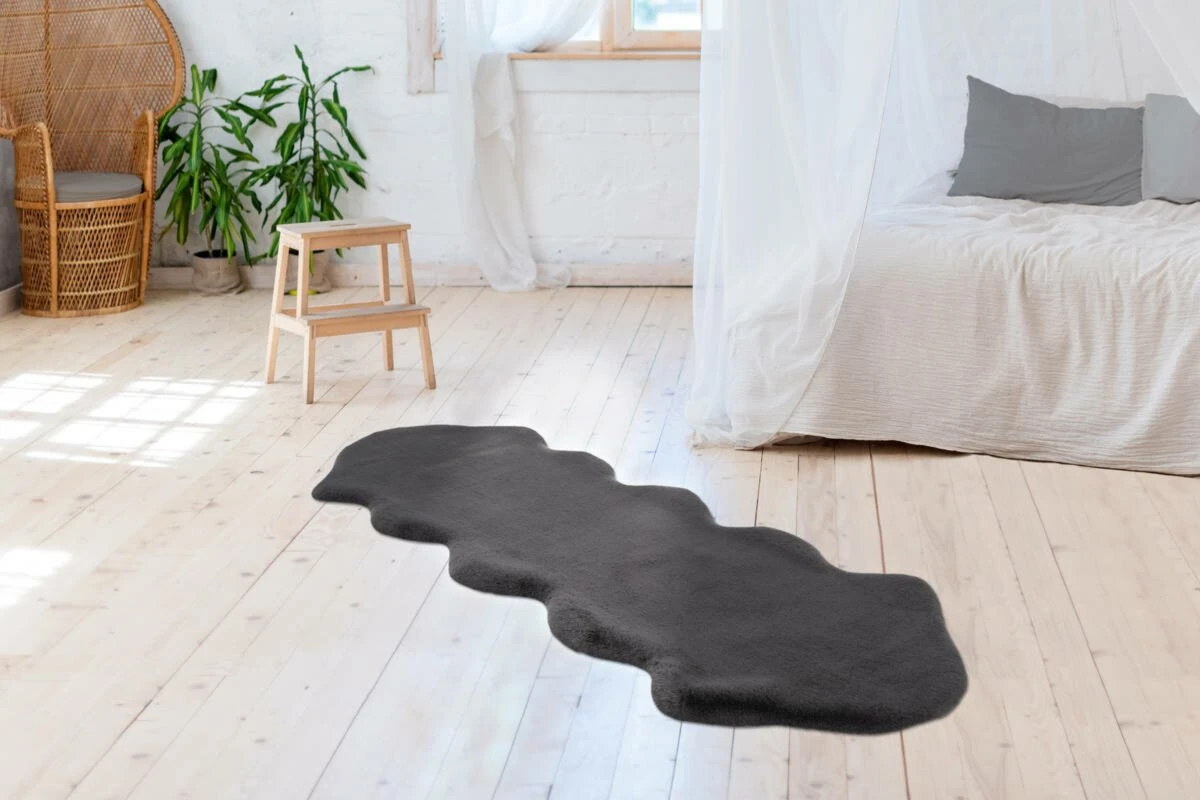 Teppich RABBIT DOUBLE SHEEPSKIN AE 300 - anthrazit - 60x180 cm - Hochwertiger Schaggyteppich 6 Teppich RABBIT DOUBLE SHEEPSKIN AE 300 - anthrazit - 60x180 cm - Hochwertiger Schaggyteppich – Bild 4