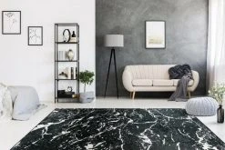 Teppich RHODIN 1300 - Schwarz-Weiß - 80x150 cm - Moderne Kurzflorteppiche für Wohnzimmer & Schlafzimmer -Heimtextilien Verkäufe 9004729800 04 1600Wx1600H
