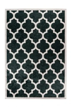 Schwarz-Creme Kurzflorteppich 80x150 cm - Modern & Stilvoll