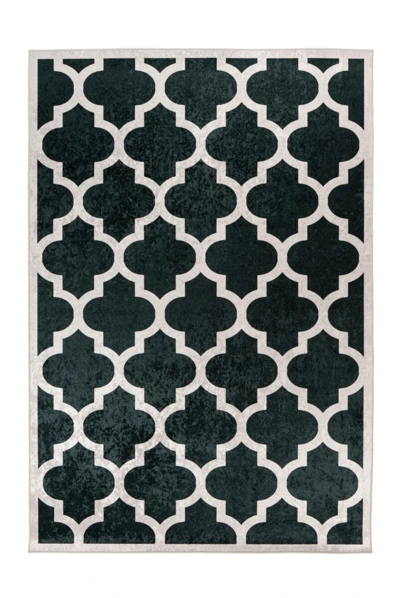 Schwarz-Creme Kurzflorteppich 80x150 cm - Modern & Stilvoll 3 Schwarz-Creme Kurzflorteppich 80x150 cm - Modern & Stilvoll