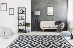 Schwarz-Weißer Kurzflorteppich 80x150 cm - Moderner Teppich für Wohnzimmer & Schlafzimmer -Heimtextilien Verkäufe 9004731300 04 1600Wx1600H