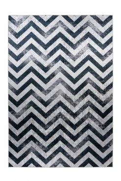 Schwarz-Grauer Kurzflorteppich 80x150 cm - Modern & Strapazierfähig