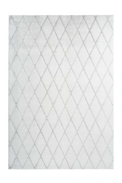 Teppich VIVICA 200 - Weiß-Graublau - 80x150 cm - Schaggyteppich für Wohnzimmer & Schlafzimmer