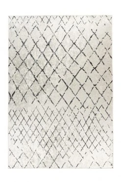 Teppich Sally 500 - Elfenbein-Schwarz-Grau - 160 x 230 cm - Hochwertiger Kurzflorteppich