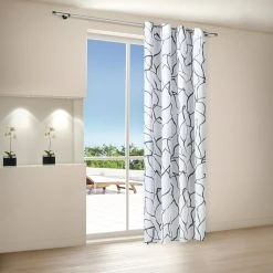 Ösenschal weiß bedruckt 140x235 cm - Transparente Gardine -Heimtextilien Verkäufe 9004738200 03 1600Wx1600H