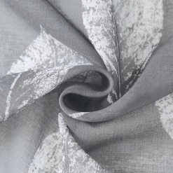 Ösenschal Grau-Weiß mit Blättermuster - 140x235 cm - Transparente Gardine -Heimtextilien Verkäufe 9004738300 04 1600Wx1600H