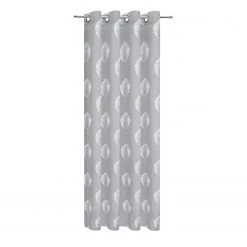 Ösenschal Grau-Weiß mit Blättermuster - 140x235 cm - Transparente Gardine