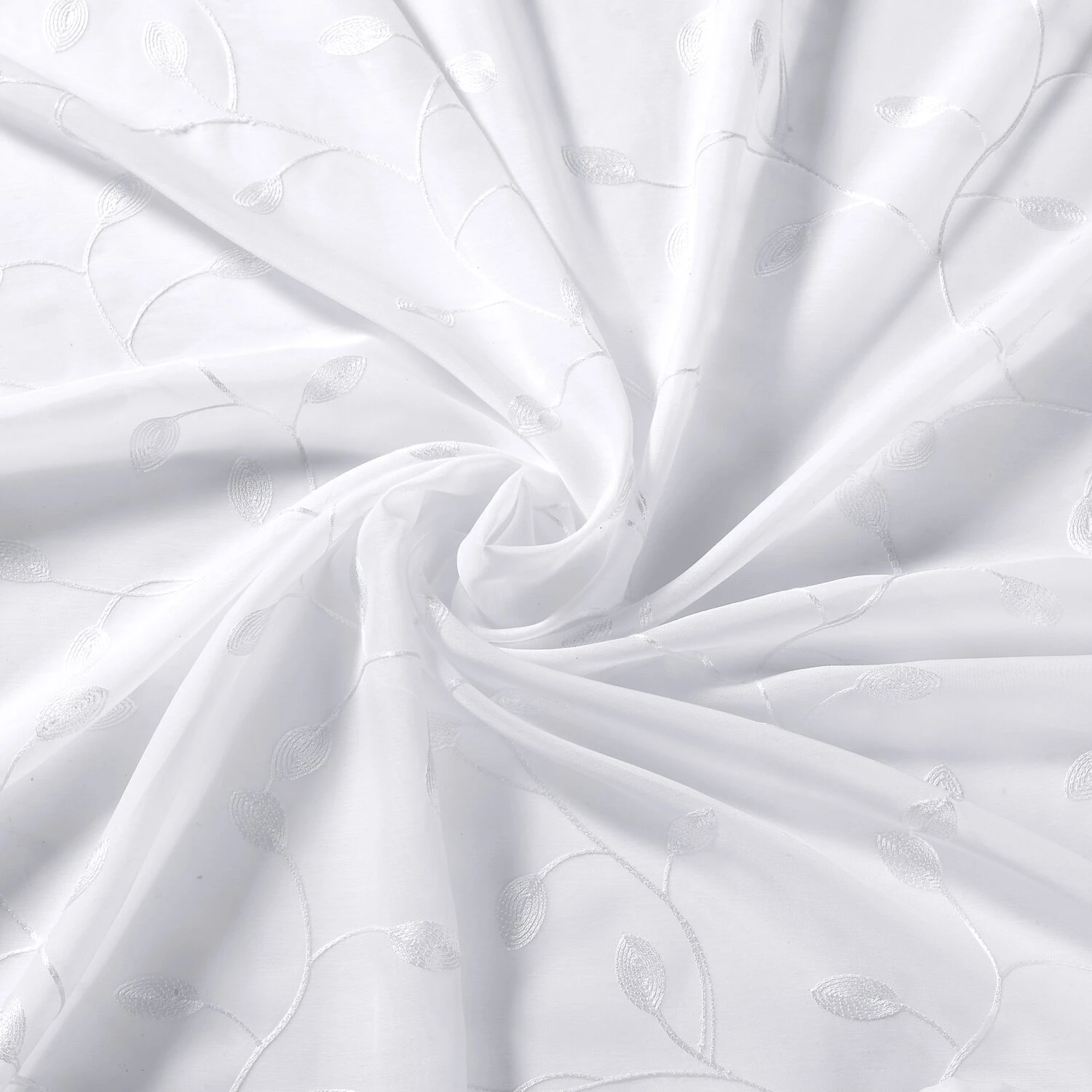 Ösenschal - Weiß - Blattmuster - 140x245 cm - Transparente Gardine 5 Ösenschal - Weiß - Blattmuster - 140x245 cm - Transparente Gardine – Bild 3