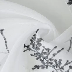 Ösenschal Vorhang Weiß-Anthrazit mit Zweigen - 140x235 cm - Transparente Gardine -Heimtextilien Verkäufe 9004740200 04 1600Wx1600H