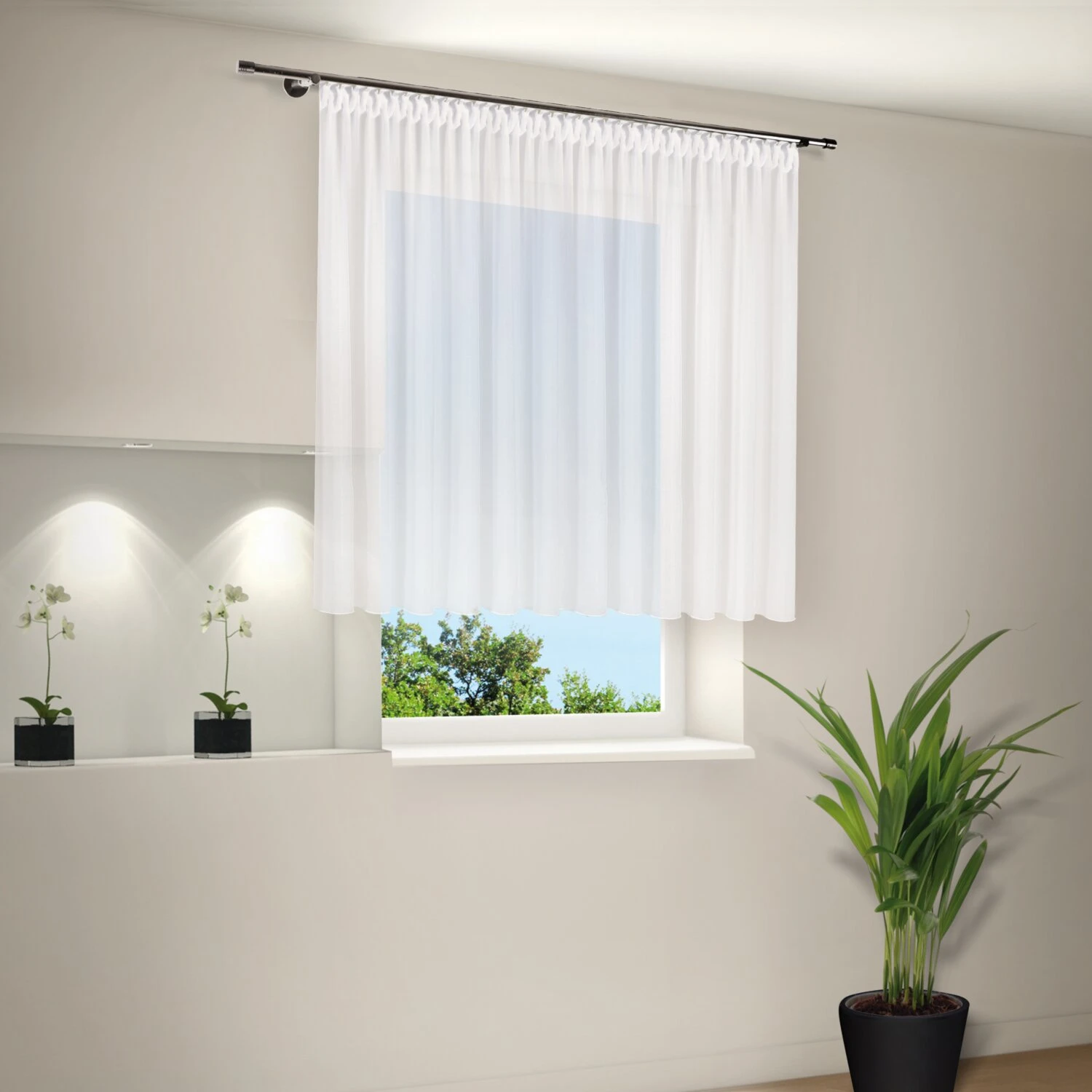 Weiße transparente Store-Gardine 300x150 cm - Elegante Raumgestaltung 4 Weiße transparente Store-Gardine 300x150 cm - Elegante Raumgestaltung – Bild 2