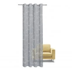 Ösenschal Blumen - Grau-Weiß - 140x235 cm - Transparente Gardine -Heimtextilien Verkäufe 9004743000 03 1600Wx1600H
