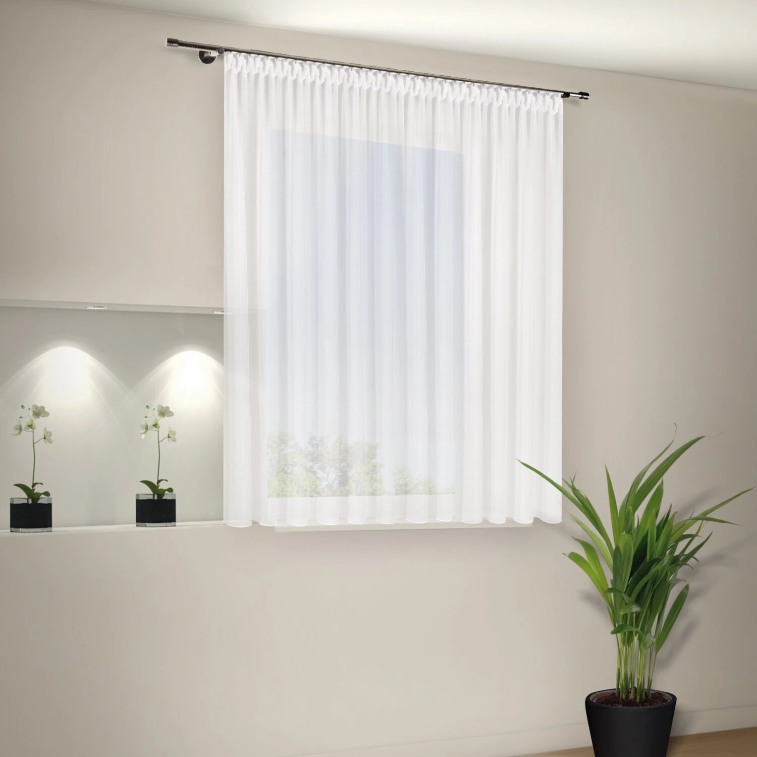 Store - Weiße Transparente Gardine 450x175 cm - Elegant & Lichtdurchlässig 4 Store - Weiße Transparente Gardine 450x175 cm - Elegant & Lichtdurchlässig – Bild 2