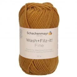 Handstrickgarn WASH + FILZ IT! FINE - Gold - 50g | Hochwertiges Häkel- & Strickgarn