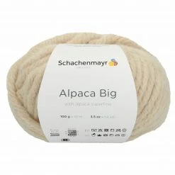 Handstrickgarn ALPACA BIG - cremefarben - 100g | Weiches Häkelgarn & Strickgarn