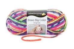 Handstrickgarn BRAVO BIG COLOR - Clown Farbe - 200g | Hochwertiges Häkelgarn & Strickgarn