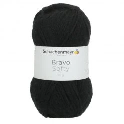 Handstrickgarn BRAVO SOFTY - Schwarz - 50g | Weiches Häkelgarn & Strickgarn