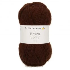 Handstrickgarn BRAVO SOFTY - Braun, 50g - Hochwertiges Baumwollgarn zum Stricken & Häkeln