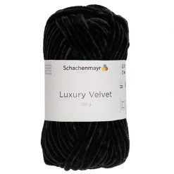 Handstrickgarn LUXURY VELVET - Schwarze Schafwolle, 100g - Premium Häkelgarn & Strickgarn