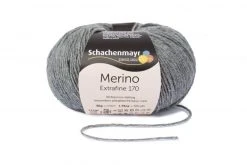 Handstrickgarn MERINO EXTRAFINE 170 - Mittelgrau Meliert - 50g | Hochwertiges Häkelgarn & Strickgarn