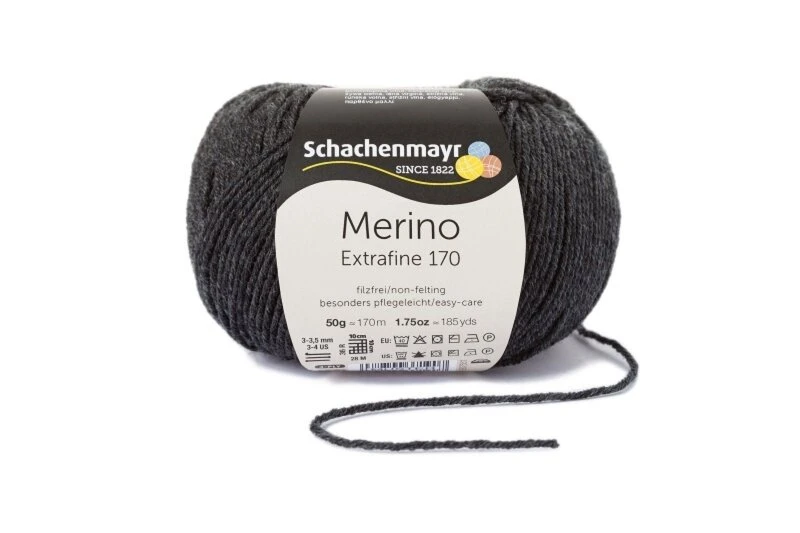 Handstrickgarn MERINO EXTRAFINE 170 - anthrazit meliert - 50g 3 Handstrickgarn MERINO EXTRAFINE 170 - anthrazit meliert - 50g