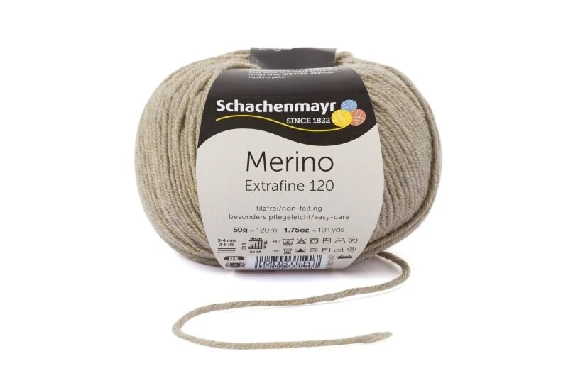 Handstrickgarn MERINO EXTRAFINE 120 - beige-meliert - 50g | Weiches Strickgarn | Häkeln & Stricken 3 Handstrickgarn MERINO EXTRAFINE 120 - beige-meliert - 50g | Weiches Strickgarn | Häkeln & Stricken