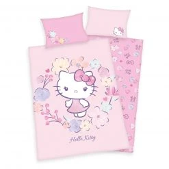 Bio-Flanell-Bettwäsche HELLO KITTY - Rosa, 100x135 cm, Kinderbettwäsche
