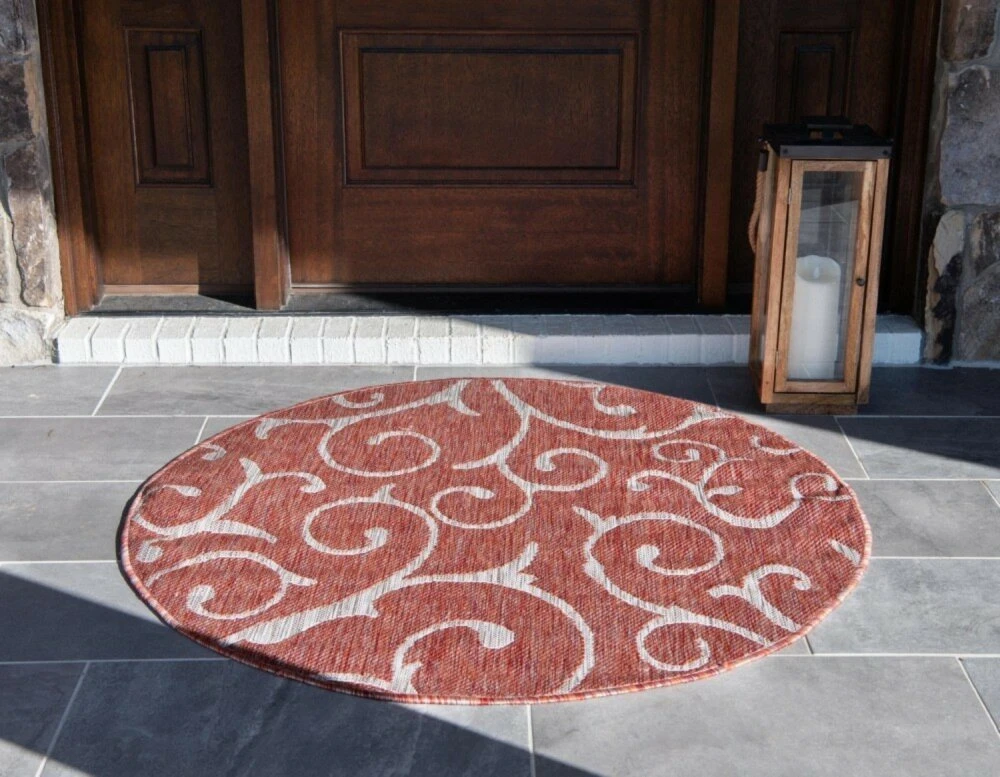 In-/Outdoor-Teppich OUTDOOR BEAUTIES - rostrot - Ø 122 cm - robuster & wetterfester Teppich für Garten, Terrasse & Balkon 5 In-/Outdoor-Teppich OUTDOOR BEAUTIES - rostrot - Ø 122 cm - robuster & wetterfester Teppich für Garten, Terrasse & Balkon – Bild 3