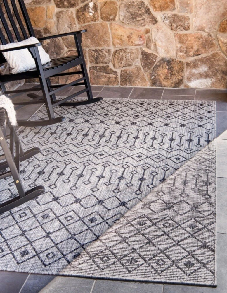 In-/Outdoorteppich CROSSES 2 - hellgrau - 160x99 cm | Hochwertiger Outdoor-Teppich für Garten & Wohnbereich 4 In-/Outdoorteppich CROSSES 2 - hellgrau - 160x99 cm | Hochwertiger Outdoor-Teppich für Garten & Wohnbereich – Bild 2