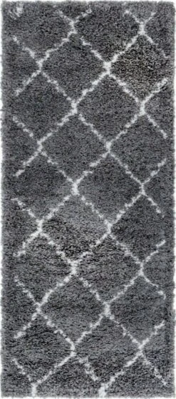 TEMARA SHAG 5 Langflorteppich - Grau - 183x79 cm - Hochwertiger Florteppich