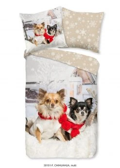 Flanell-Bettwässe DOGS - Multicolor - 135x200 cm - Kinderbettwäsche