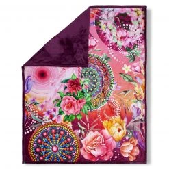 Lila-bunte Wohndecke mit floralem Muster - 130x160 cm - Kuschelig & stilvoll