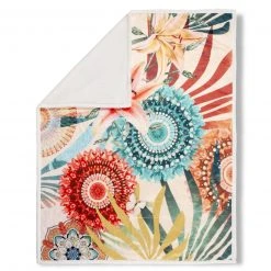 Wohndecke weiß-bunt floral 130x160 cm - Gemütliche & Stilvolle Bettdecke