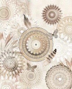 Beige Mandala Wohndecke 130x160 cm - Gemütliche Wohnaccessoires