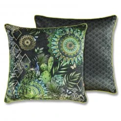 Sofakissen BOTALIA - Pfau Design in Grün - 48x48 cm - Elegante Wohnaccessoires