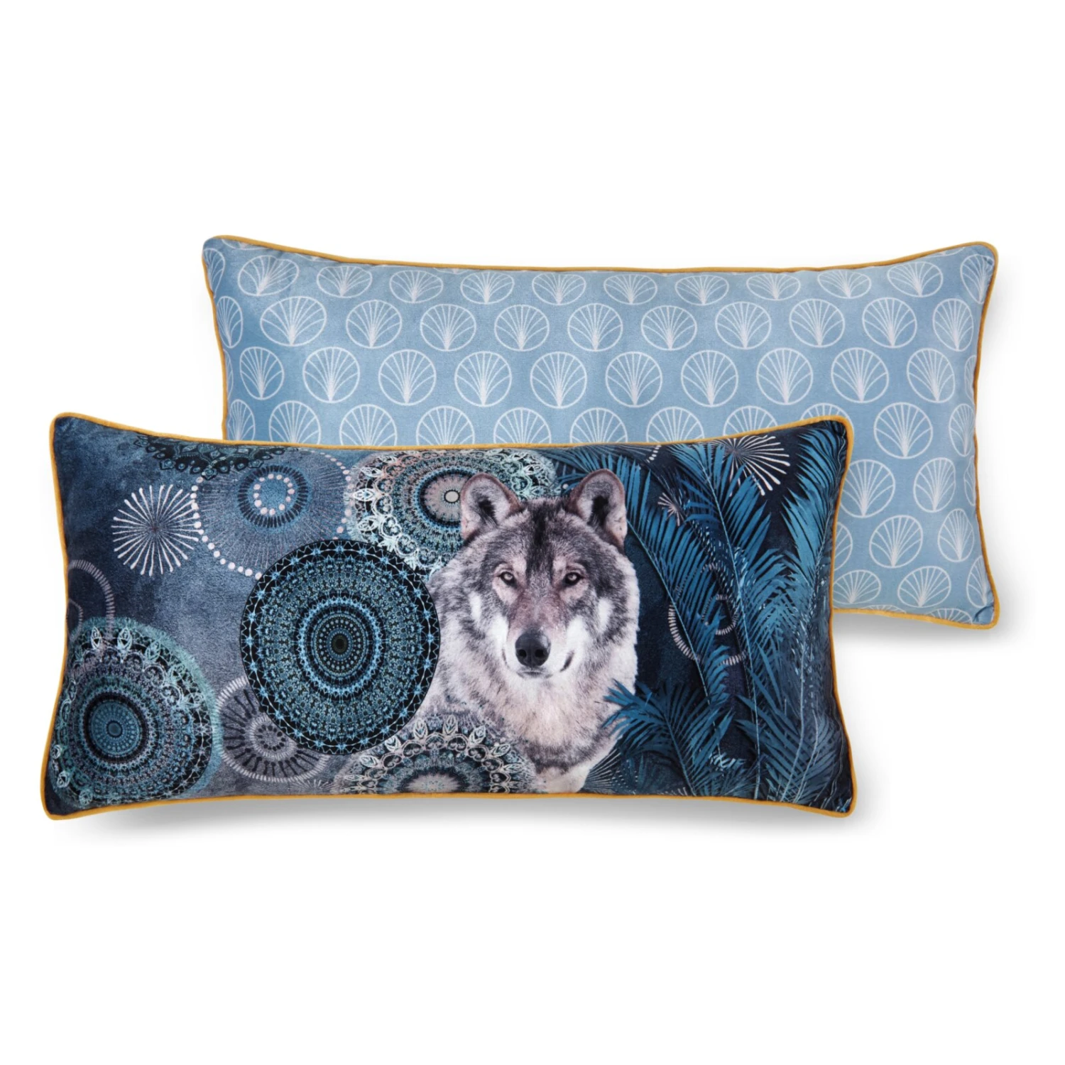 Sofakissen KISKA - Wolf Design in Petrol, 60x30 cm - Bequem und stilvoll 3 Sofakissen KISKA - Wolf Design in Petrol, 60x30 cm - Bequem und stilvoll