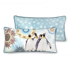 Sofakissen PINGA - Pinguine Design - hellblau - 60x30 cm - Gemütliche Wohnaccessoires