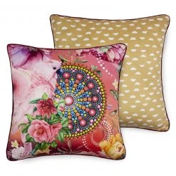 Sofakissen NEVINE - Pfirsichorange Papagei Design - 48x48 cm - Premium Wohnaccessoire