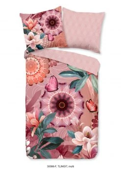 Flanell-Bettwäsche TAYSIR - Multifarben Rosa - 155x220 cm - Baumwoll-Bettwäsche
