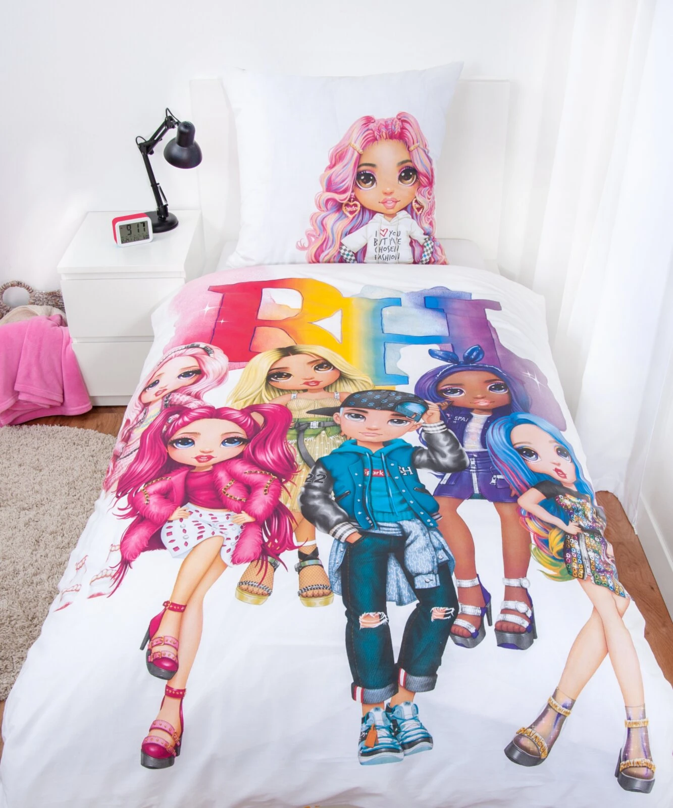 Kinderbettwäsche RAINBOW HIGH - Weiß & Rosa - 135x200 cm - Hochwertige Baumwolle 4 Kinderbettwäsche RAINBOW HIGH - Weiß & Rosa - 135x200 cm - Hochwertige Baumwolle – Bild 2