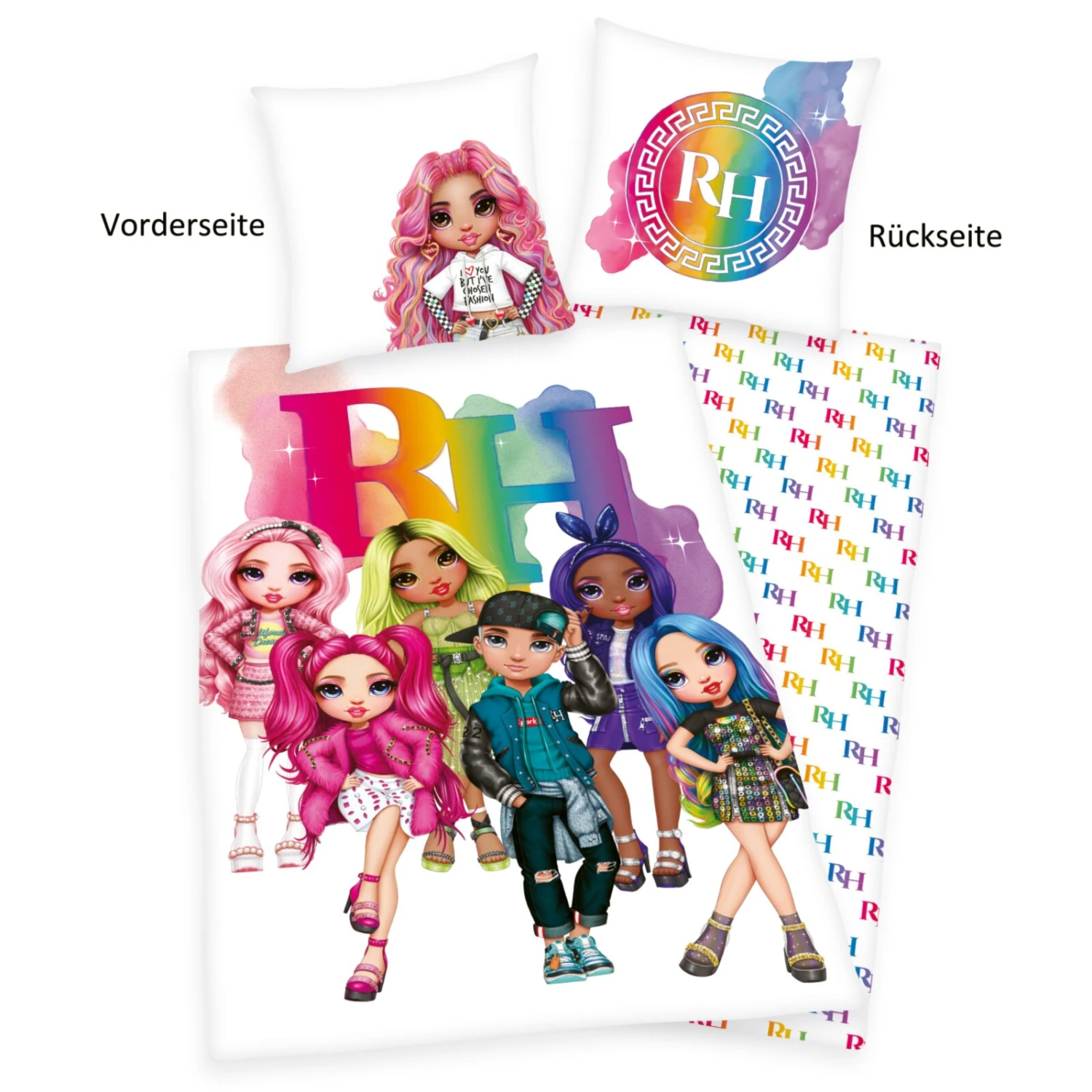 Kinderbettwäsche RAINBOW HIGH - Weiß & Rosa - 135x200 cm - Hochwertige Baumwolle 3 Kinderbettwäsche RAINBOW HIGH - Weiß & Rosa - 135x200 cm - Hochwertige Baumwolle